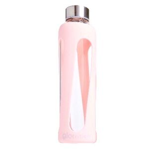 Glotrition Glass Water Bottle with Silicone Grip in Pink 20 fl oz / 600 ml
